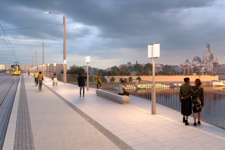 Zwischenzeitlich war geplant, den Radweg in Richtung Altstadt von der Seite in die Mitte der neuen Brücke zu verlegen.