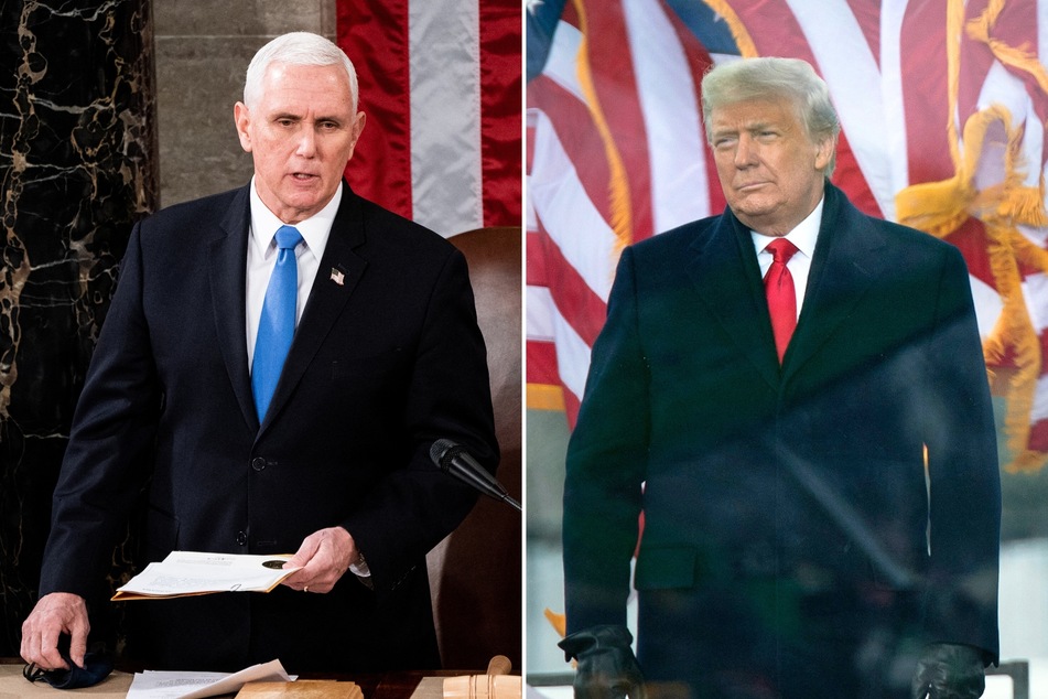 A White House employee claims Donald Trump called his vice president, Mike Pence (l.), on the morning of January 6 to warn him against certifying the election.