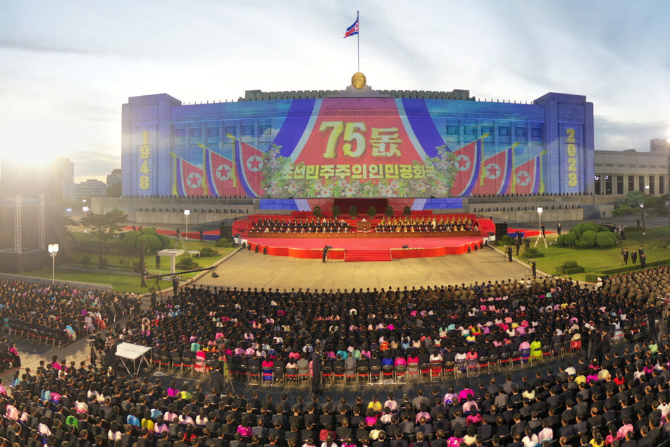 North Korea staged a parade on the 75th anniversary of its founding, with Russian and Chinese officials in attendance.