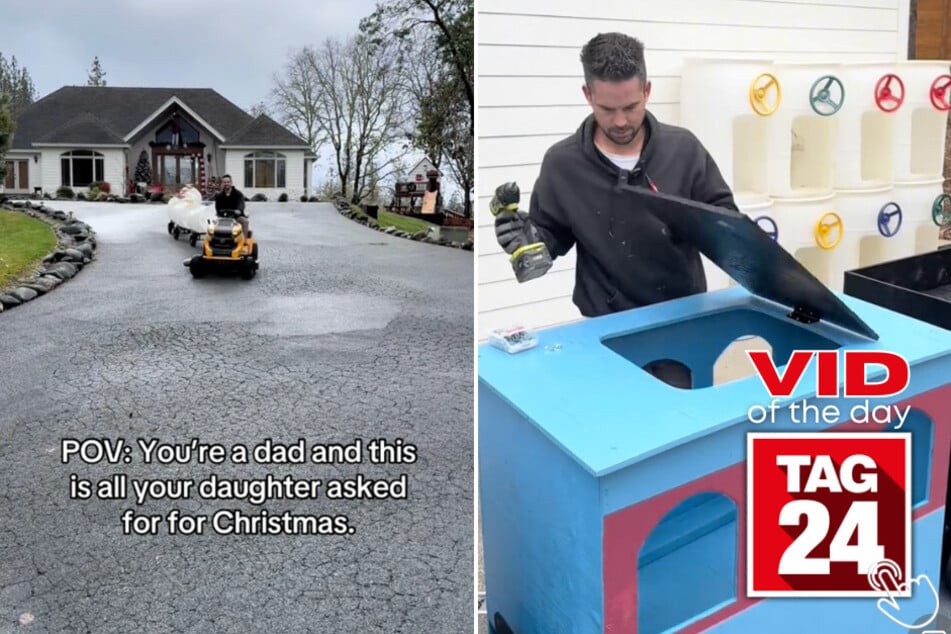 Today's Viral Video of the Day features a dad who created a life-sized train for his daughter on Christmas!