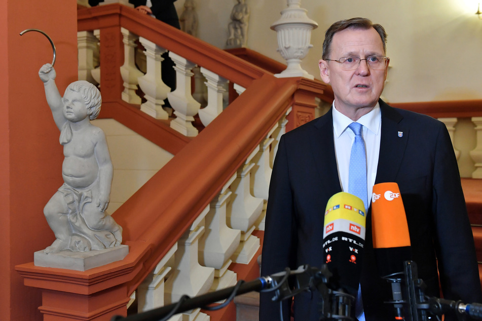 Bodo Ramelow bei seiner Rückkehr in die Staatskanzlei.