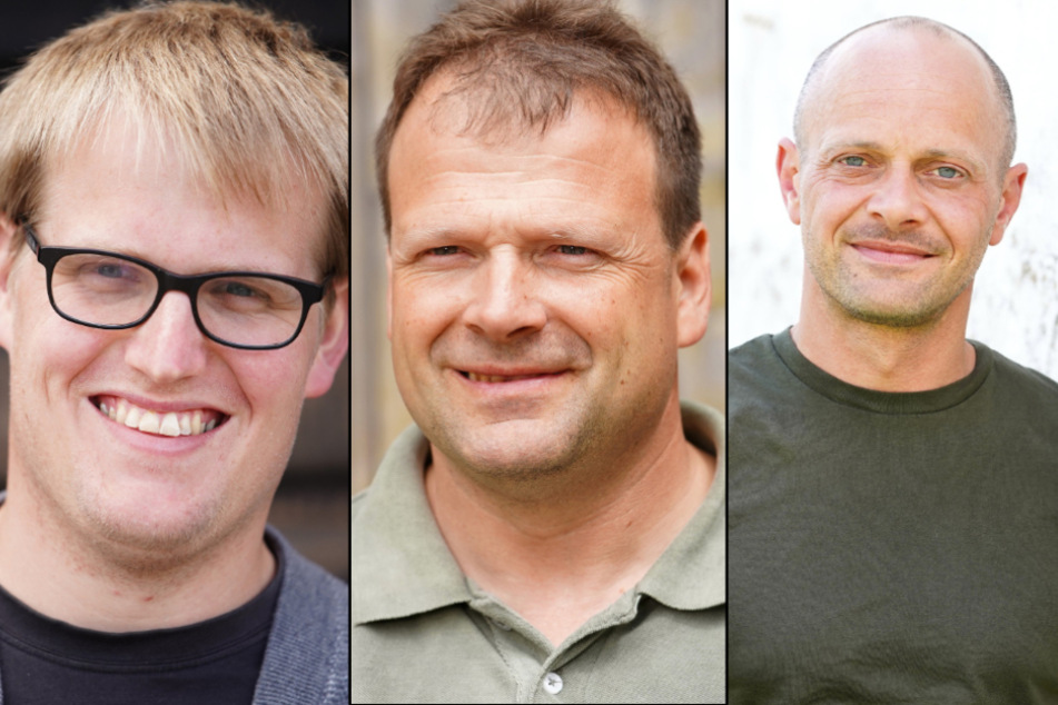 v.l.n.r.: Ackerbauer Simon (27), Rinderzüchter Andy (43) und Spargelbauer Thomas U. (38).(Fotomontage)