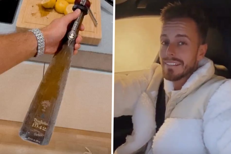 Diese teure Flasche gönnte sich der Influencer zur Feier des Tages.