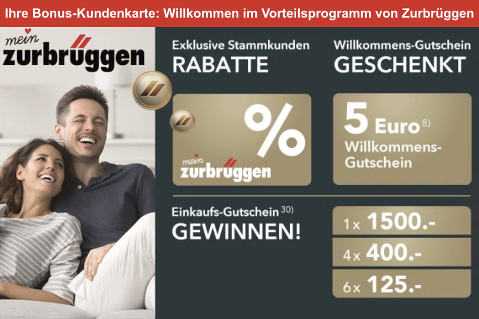 Zum Start der neuen Bonus-Kundenkarte verlost Zurbrüggen unter allen registrierten Mitgliedern Einkaufsgutscheine.³⁰