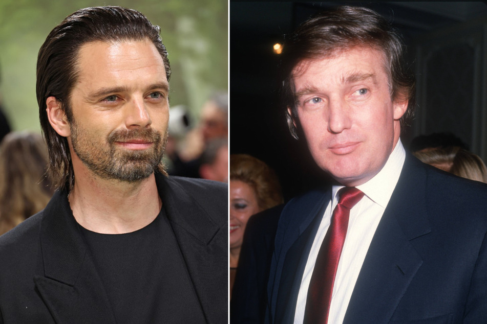 Sebastian Stan (l.) stars as a young Donald Trump in The Apprentice, a new biopic that premiered at the Cannes Film Festival.