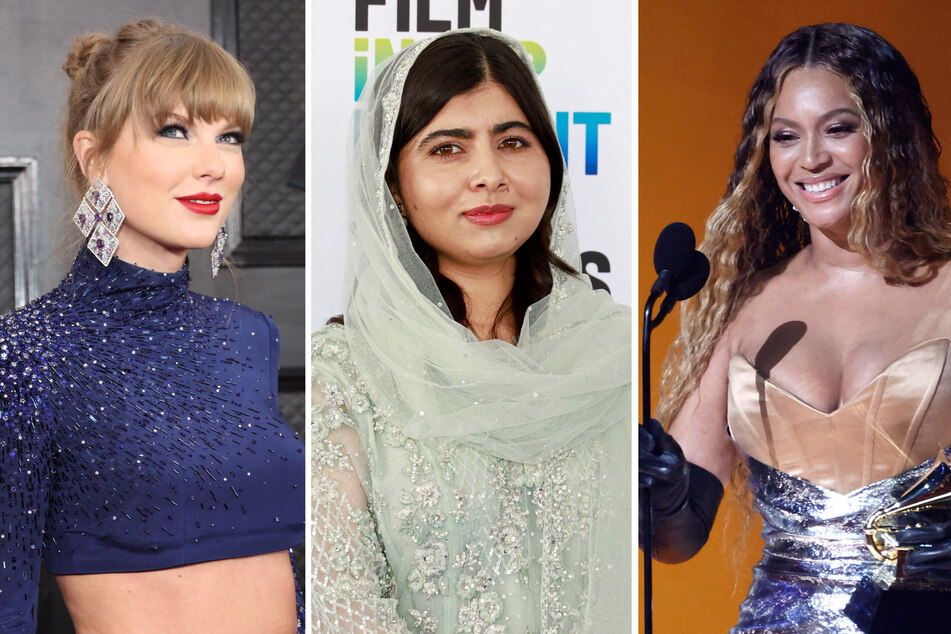 Malala Yousafzai (c) dished on her love for Taylor Swift (l) and Beyoncé in a new interview.