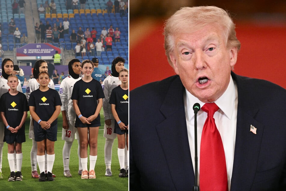 US President Donald Trump (r.) publicly urged Australia to grant members of Iran's women's soccer team asylum amid fears of retaliation at home.