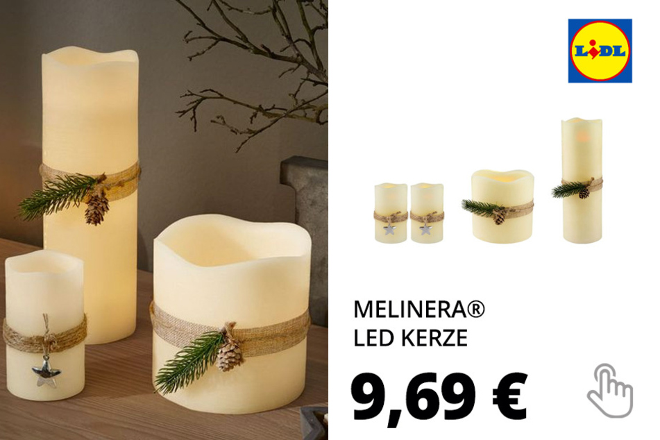MELINERA® LED Kerze mit Band und Dekoration