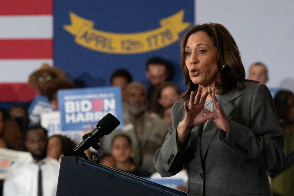 Biden's campaign has quietly tested the strength of Vice President Kamala Harris (pictured) in a potential match-up against Trump.