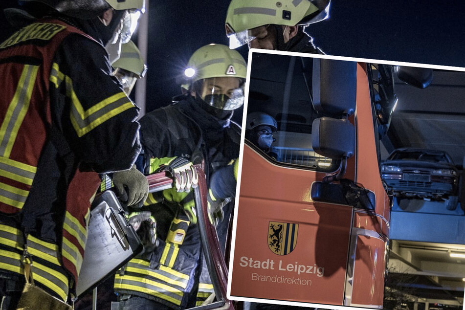 Leipzig: Auto droht aus Parkhaus abzustürzen, Fahrer bewusstlos: Feuerwehr im Einsatz