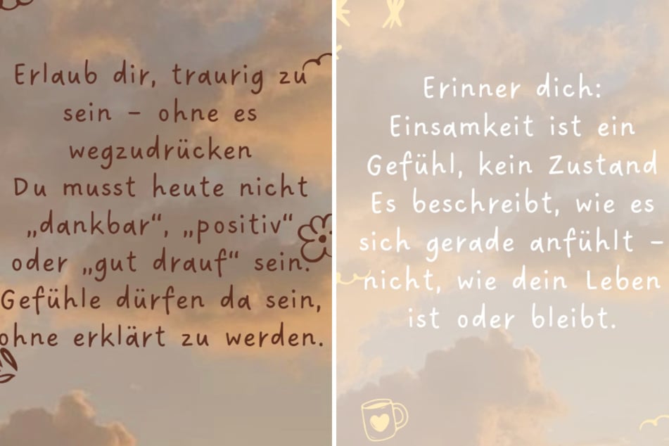 Die 24-Jährige appellierte an ihre Follower, die Traurigkeit zuzulassen und Einsamkeit als Gefühl anzuerkennen.