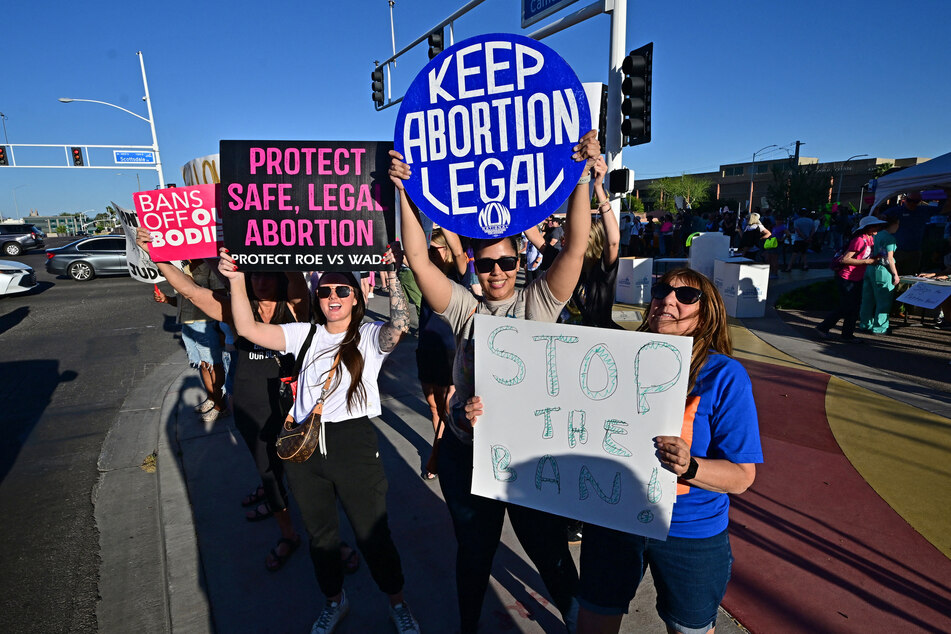 Pro-abortion rights demonstrators rally in Scottsdale, Arizona on Monday.