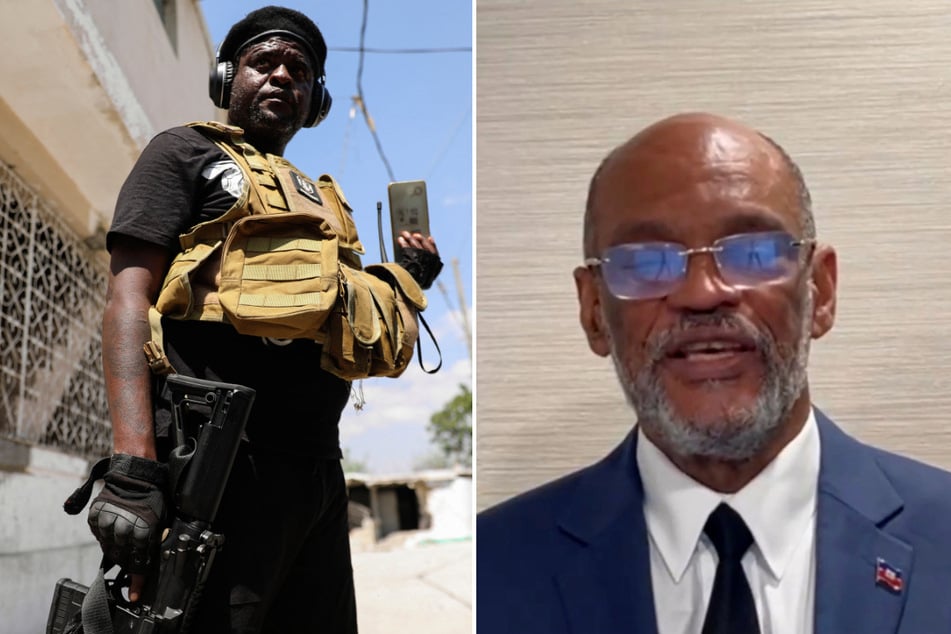 Gang leader Jimmy Chérizier alias "Barbecue" (l.) has demanded the resignation of Haitian Prime Minister Ariel Henry, threatening civil war otherwise.