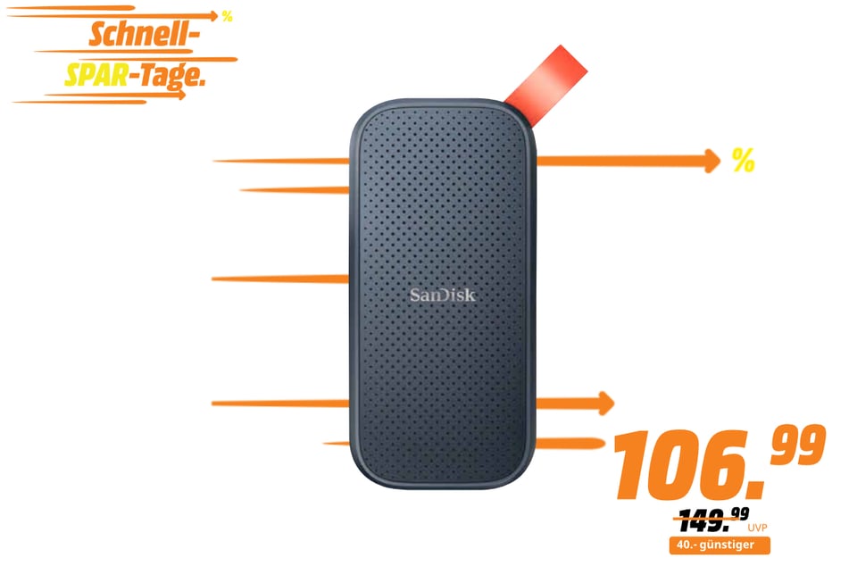 Sandisk-SSD-Speicher für 106,99 statt 146,99 Euro.