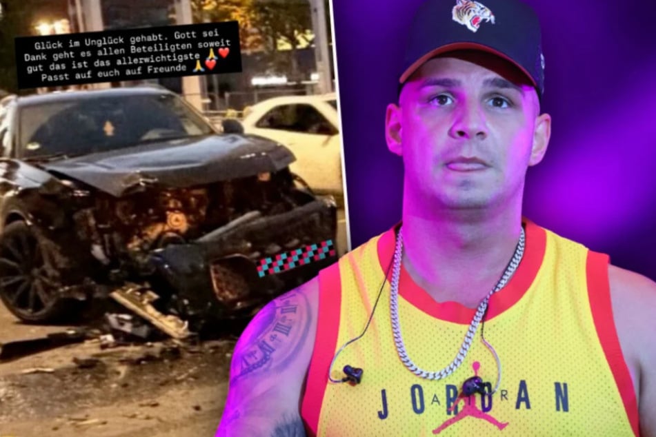Bei dem Crash wurde sein Audi extrem beschädigt.