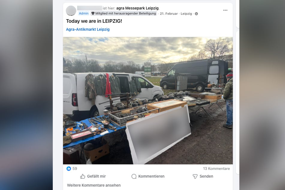 Der 39-Jährige ist regelmäßig auf dem Agra-Antikmarkt, so auch am 21. Februar. Auf einem Beitrag in einer Facebook-Gruppe ist im Hintergrund sogar eine Giftgas-Dose zu erkennen.