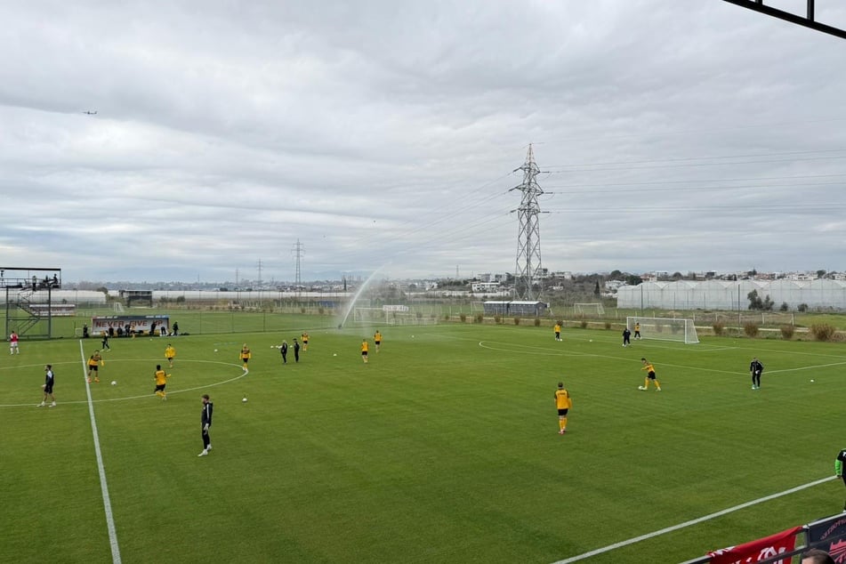 Die Profis machen sich warm.