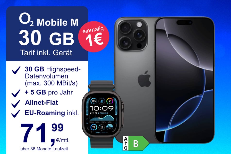 Das iPhone 16 Pro Max + Watch Ultra 2 im o2 Mobile M für einmalig 1 Euro.