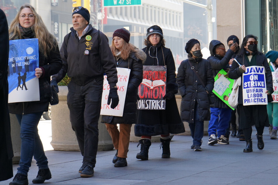 The HarperCollins Union held a rally outside the News Corporation building in NYC on Thursday, marking 61 days workers have been on strike.