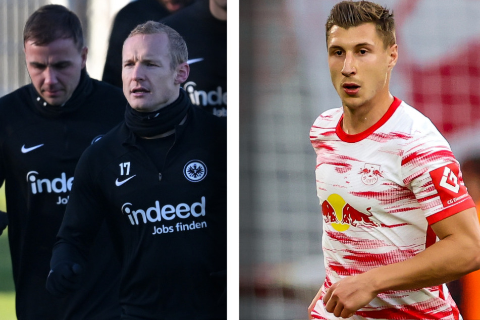 Die Eintracht um Kapitän Sebastian Rode (31, 2.v.l.) und Mario Götze (30, l.) traf in der Sonne Abu Dhabis auf RB Leipzig um Kapitän Willi Orban (30).