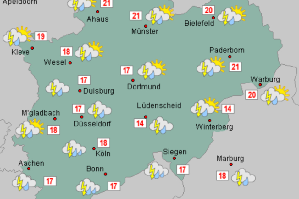 Am Freitag wird es in NRW erneut ungemütlich: Wetterexperten rechnen mit Gewittern und Starkregen.