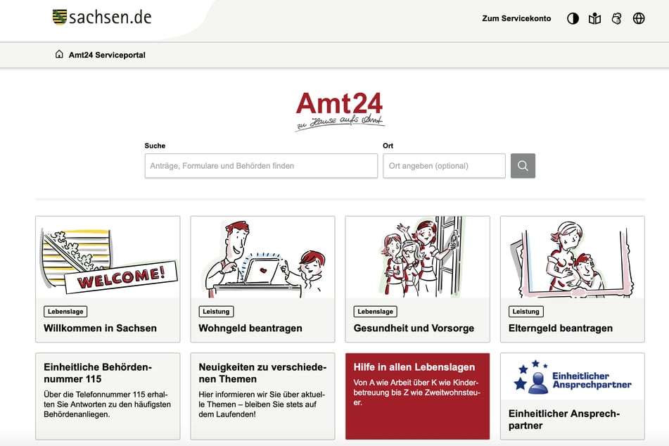 So sieht die Homepage von Amt24 aus.