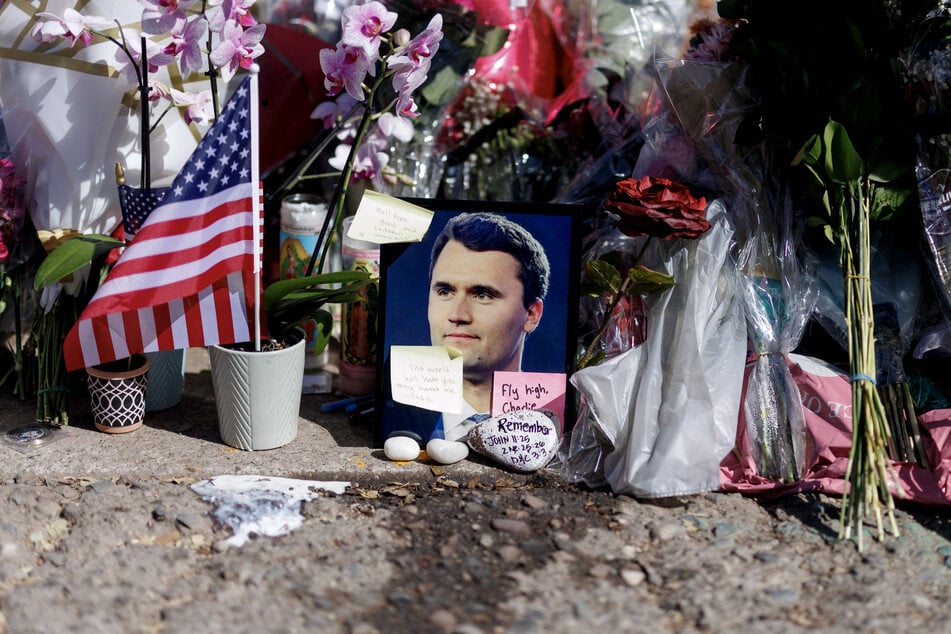 Items left at a memorial for Charlie Kirk at the headquarters of Turning Point USA on September 15, 2025 in Phoenix, Arizona.