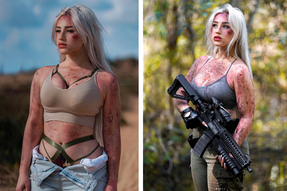 Als Cosplay-Model präsentiert Natalia gern ihre weiblichen Kurven, zeigt sich jedoch auch von ihrer martialischen Seite.