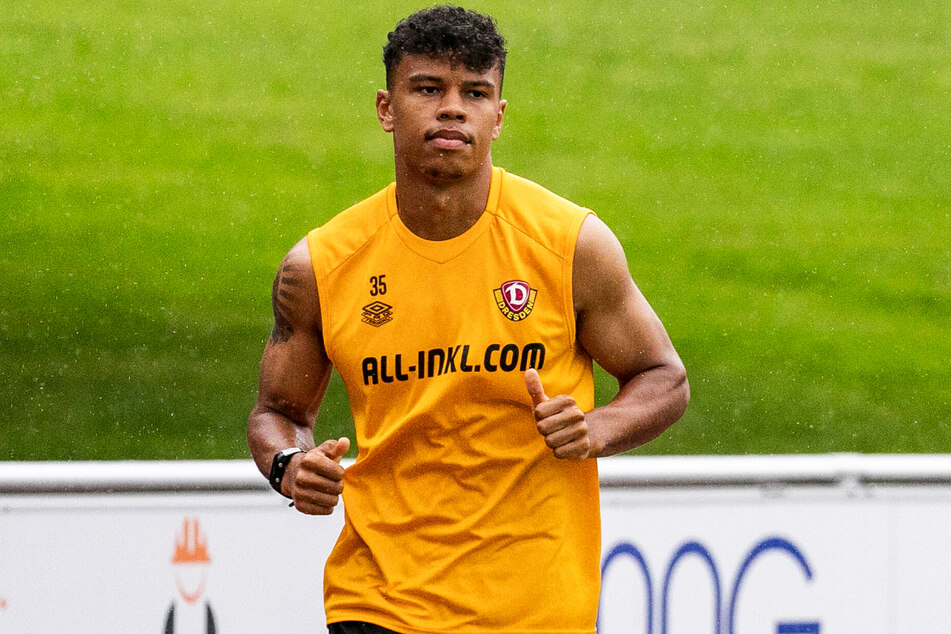 Muskelmann! Ransford Königsdörffer (19) bei Laufübungen Anfang Juli im Trainingslager in Heilbad Heiligenstadt.