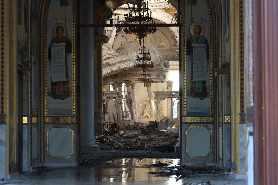 Odessa's famous Orthodox Church of the Transfiguration was damaged in Russian missile strikes.