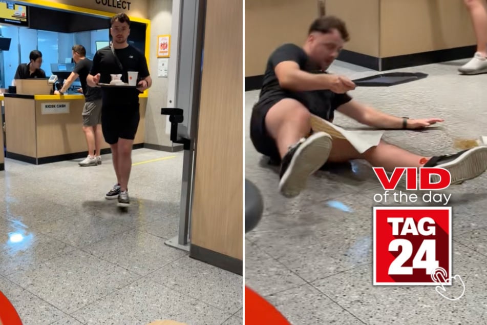 viral videos: Viral Video of the Day for March 30, 2026: Man drops entire McDonald's tray in cartoonish slip!