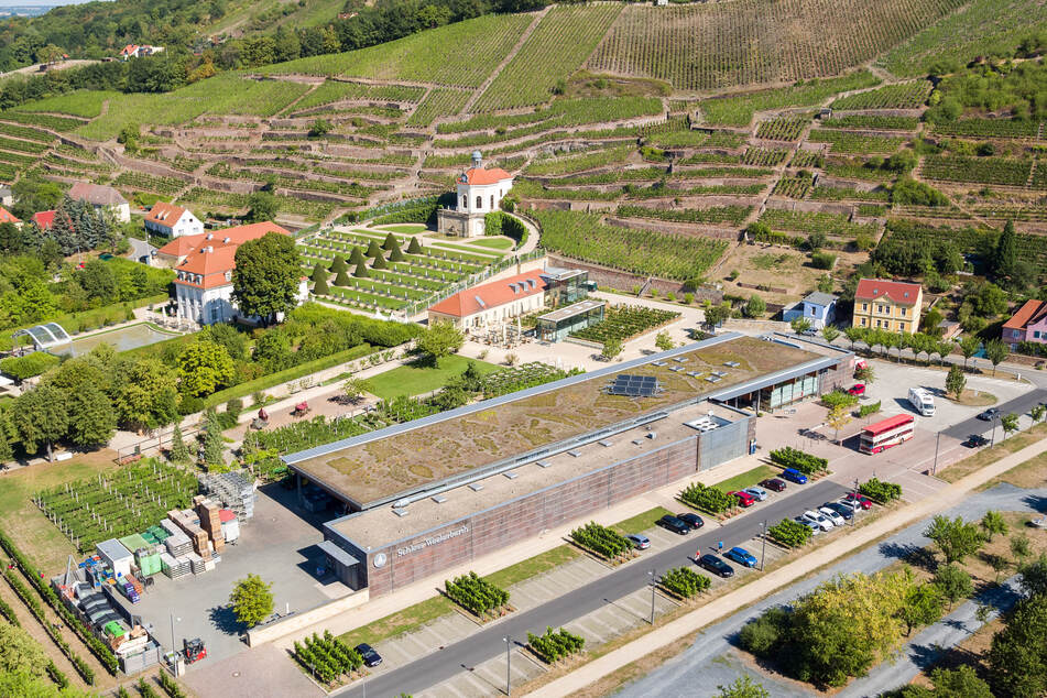 "Schloss Wackerbarth" mit einer Drohne aufgenommen. (Archivbild)
