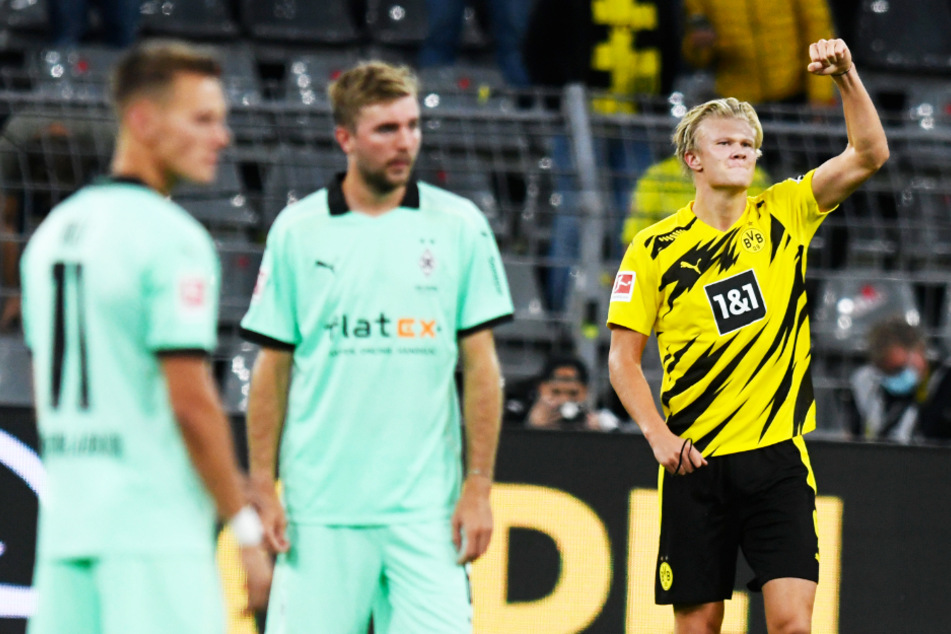 Erling Haaland durfte gleich zweimal jubeln. Der BVB-Mittelstürmer erzielte einen Doppelpack für Dortmund gegen Mönchengladbach.