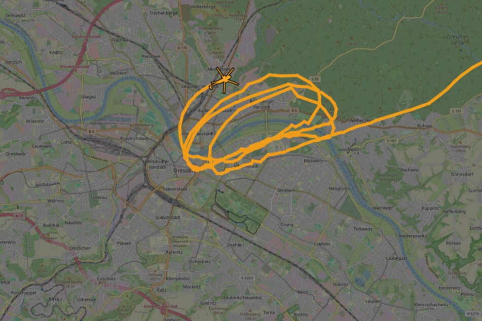 Die Flugbahnen reichten beidseitig der Elbe von der Altstadt und der Neustadt bis Blasewitz und Weißer Hirsch.