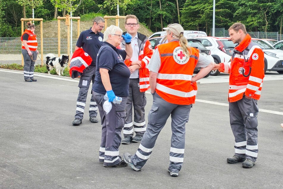 Zur Suche des vermissten Jungen werden neben zahlreichen Einsatzkräften auch Suchhunde eingesetzt.