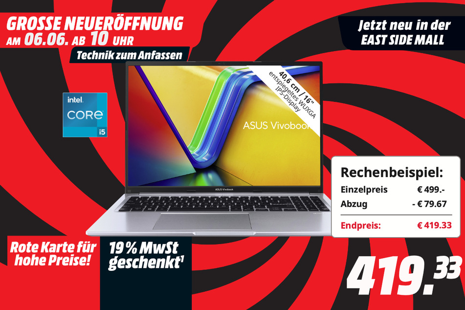 Asus-Notebook für 419,33 Euro.