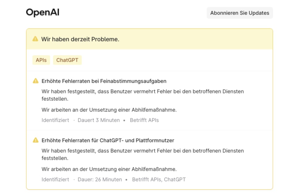 Das US-Unternehmen verweist auf die derzeitigen Probleme.