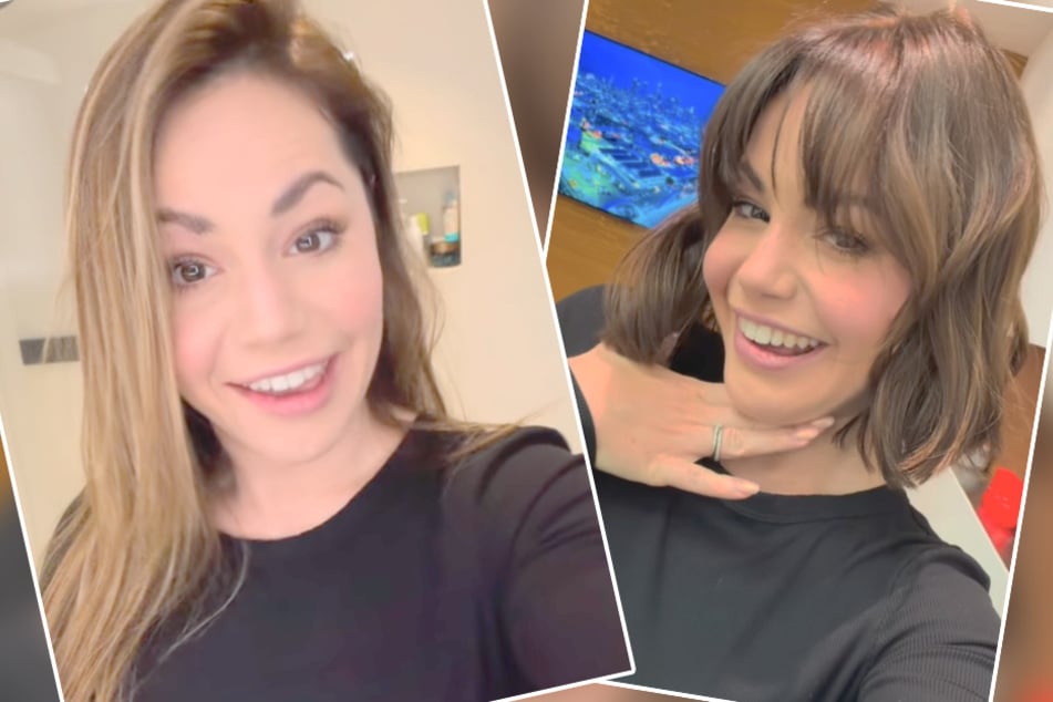 Vorher und nachher! Die Tänzerin hat sich jüngst einen Bob schneiden lassen.