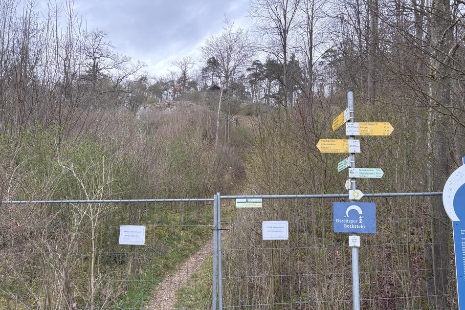 Ein Zugang zur Bocksteinhöhle im Lonetal (Alb-Donau-Kreis) ist mit einer Absperrung versehen.