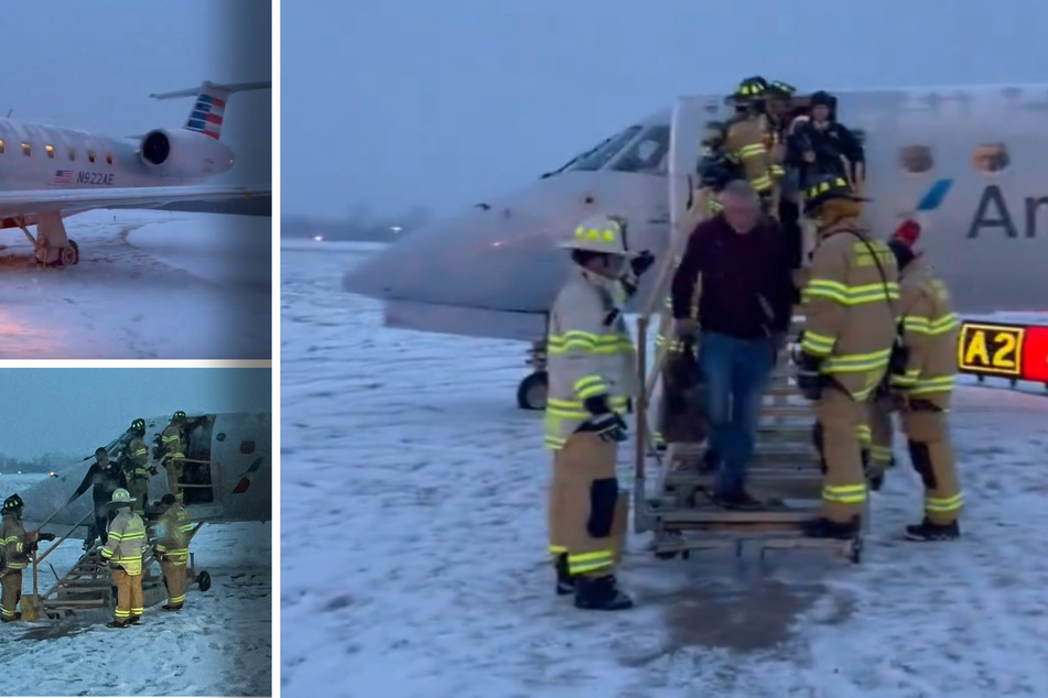 Zu viel Schnee: Flugzeug rutscht von Rollbahn