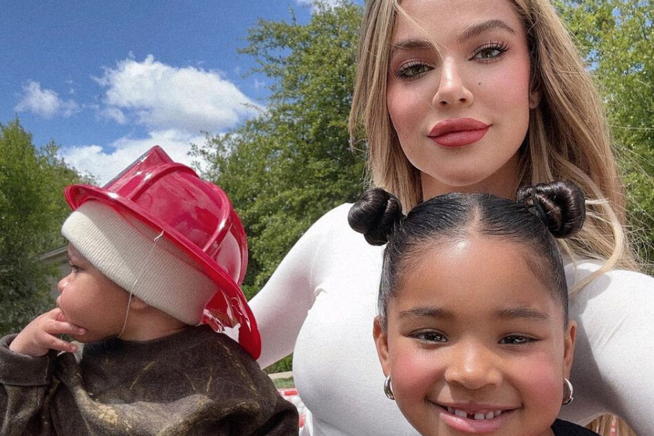 Khloé Kardashian admitted it was harder bonding with her son Tatum (l) on Thursday's episode of The Kardashians than with her daughter True (bottom r).