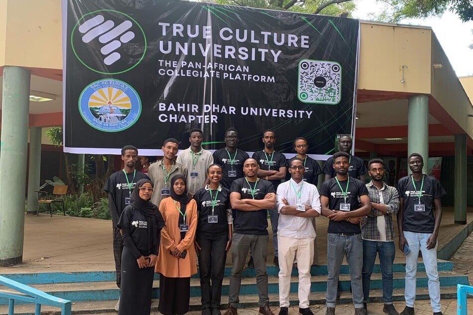 Miles Henderson is pictured with members of the True Culture University chapter at Bahir Dhar University in Ethiopia.