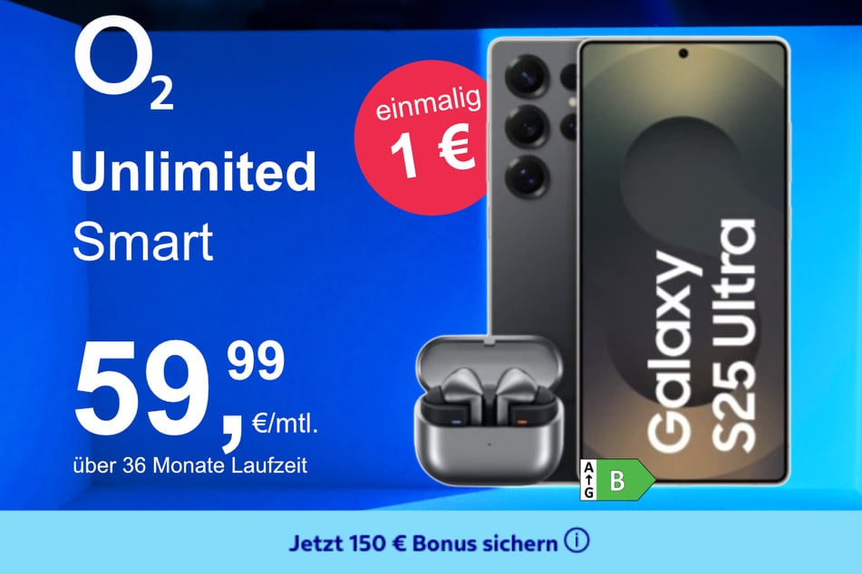 Das Samsung Galaxy S25 Ultra + Buds 3 Pro im o2 Mobile Unlimited Smart für einmalig 1 Euro.