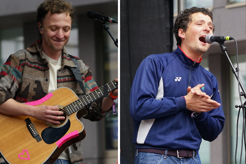 Joris (34, l.) und Provinz-Sänger Vincent Waizenegger unterstützten die Demo musikalisch.