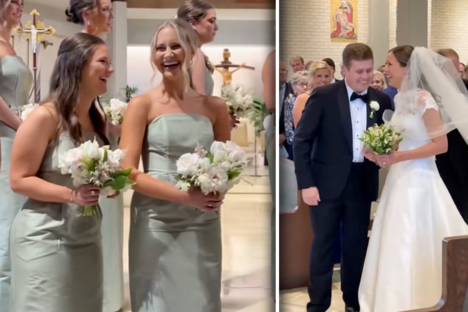 Ce que le marié fait avec la mariée juste avant l'autel déclenche un grand éclat de rire