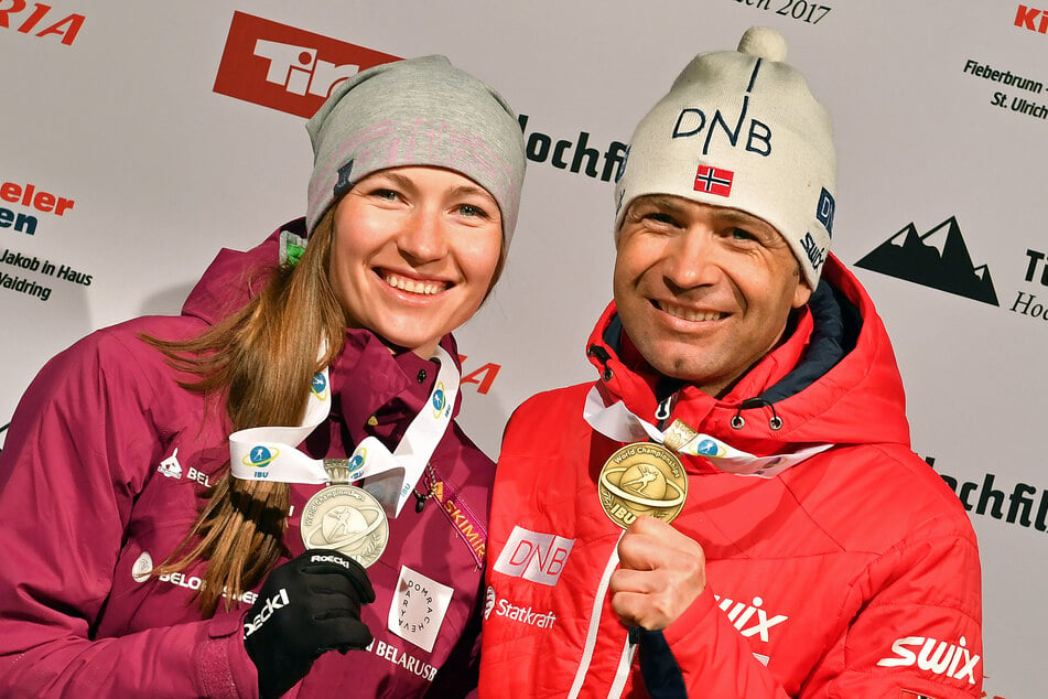 Darja Domratschawa und Ole Einar Bjørndalen: das wohl erfolgreichste unter den Biathlon-Paaren.