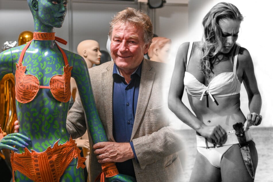 Alexander Ruscheinsky (65, m.), Geschäftsmann aus Regensburg, träumt davon den berühmte Bikini von Ursula Andreas (r.) auszustellen.