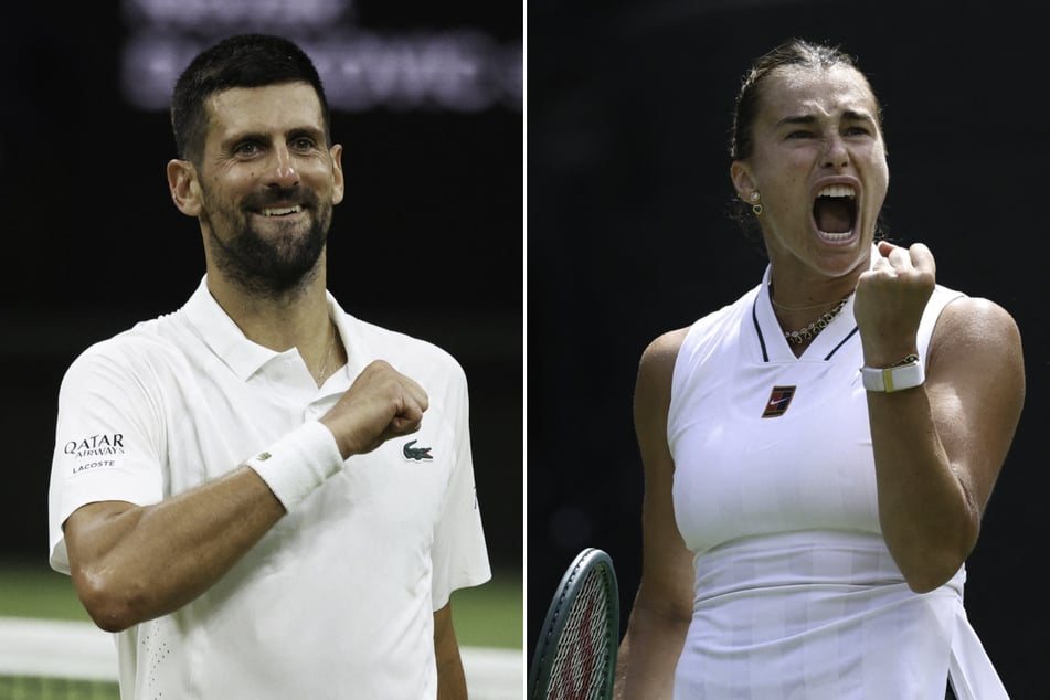 Novak Djokovic (l.) and Aryna Sabalenka (r.) are teaming up for the US Open mixed doubles competition.