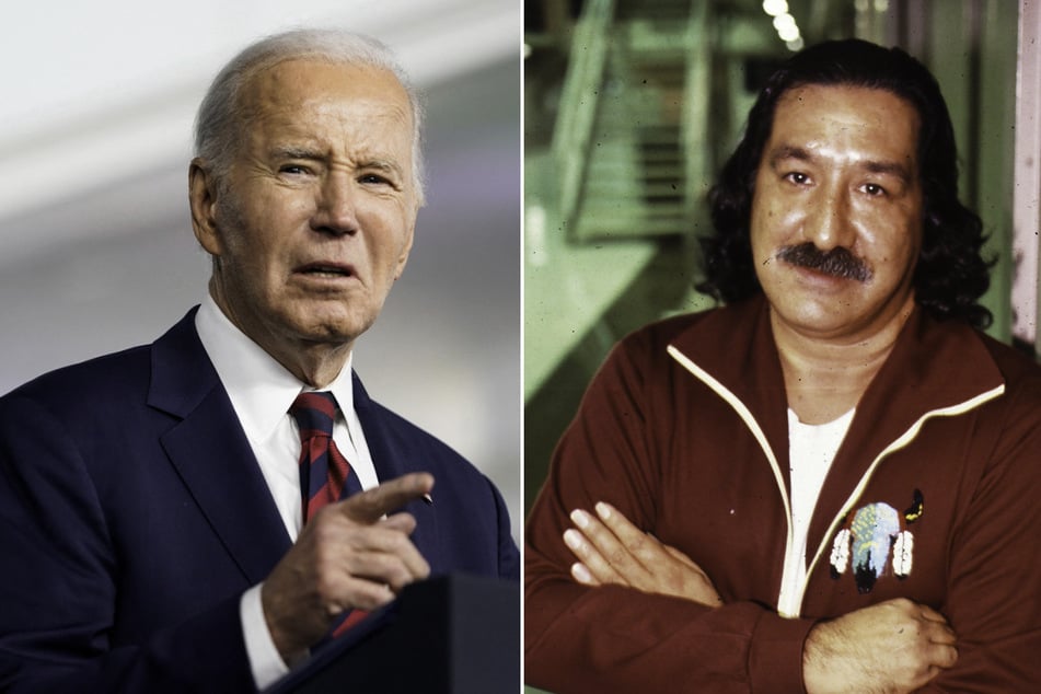 US President Joe Biden (l.) extended executive clemency to Indigenous political prisoner Leonard Peltier before leaving office.