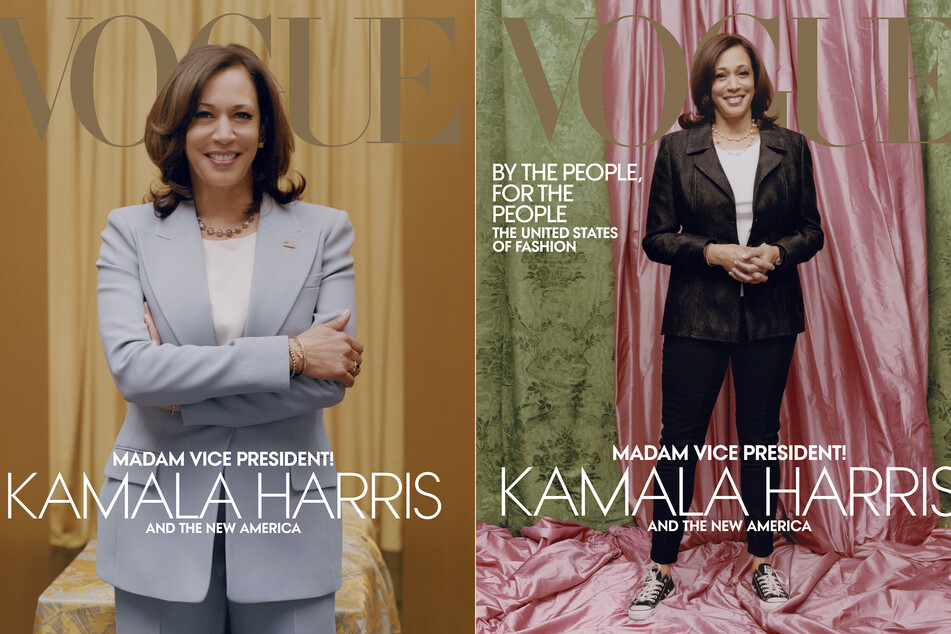 Kamala Harris (56), gewählte Vizepräsidentin der USA, ist auf dem digitalen (l.) und gedruckten Cover der Februar-Ausgabe der Modezeitschrift Vogue.